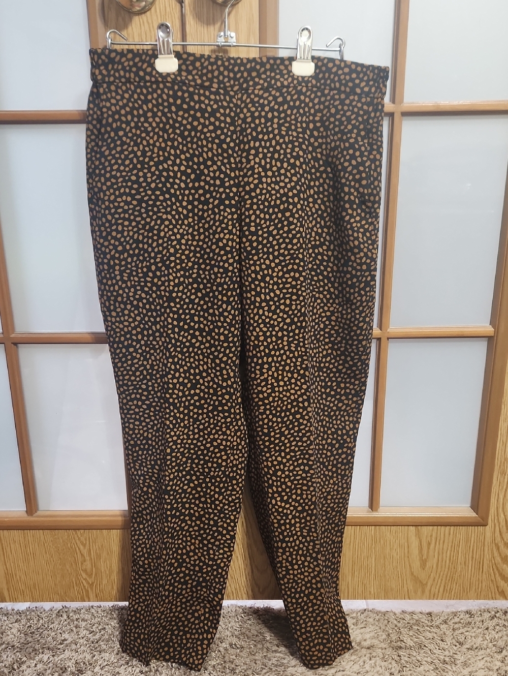 J Crew Jamie Pants Size 12 Black With Light Brown Spots Pull On Pants